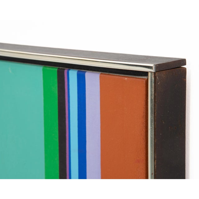 Purple Jay Rosenblum Purple's Choice 42" X 26" Acrylic Painting Visual Stripe Motif Hard-Edge Flat Curtain Forms 1970 For Sale - Image 8 of 12