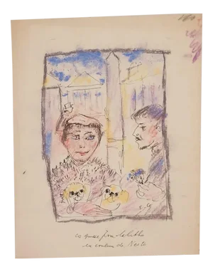 Unknown - the Couple - Original Mixed Media On Tissue Paper - 20th Century