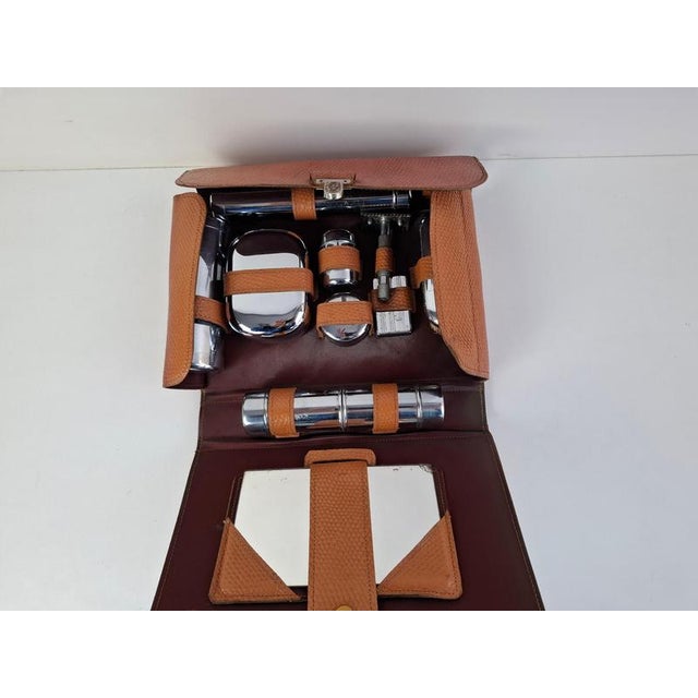 Art Deco Mens Travel Shaving Kit in Leather Case, Czechoslovakia, 1930s For Sale - Image 14 of 18
