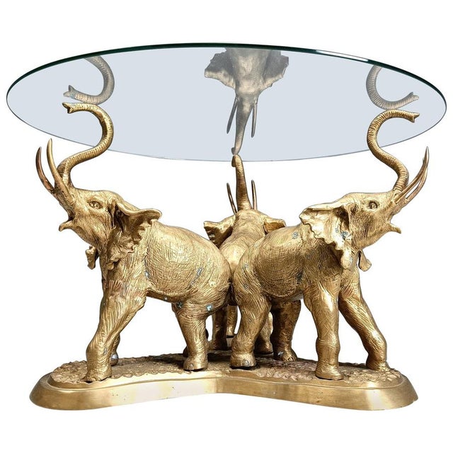 Vintage Brass Elephant Coffee Table, 1970s For Sale - Image 10 of 10