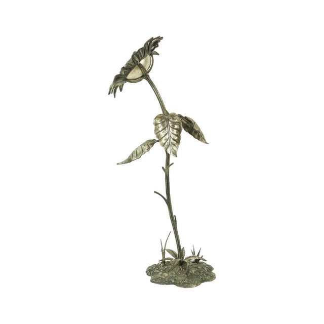 Large Sunflower Ashtray in Silver-Plated Bronze from S. Agudo, 1950s For Sale - Image 12 of 18