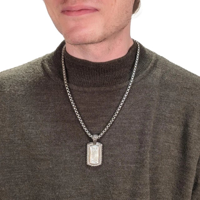 By John Hardy. In sterling silver. Bezel-set with a large, faceted mother-of-pearl cabochon surrounded by a halo of round...