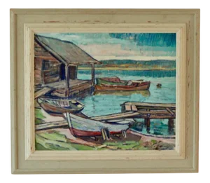 Gunnar Pettersson, Marine Motif, 1950s, Oil on Panel