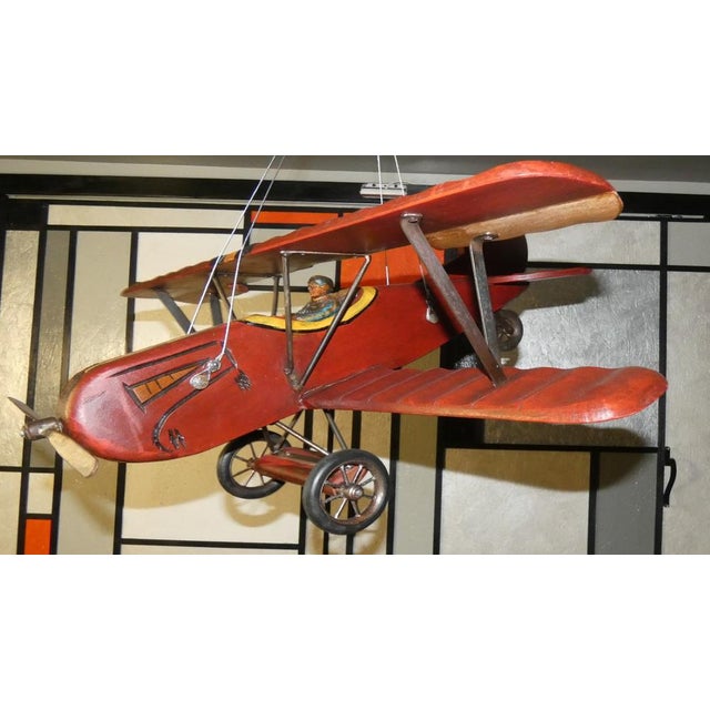 Modern Hand-Painted Wooden Francesco Baracca SPAD S.XIII Model Plane, Italy, 1940s For Sale - Image 3 of 18