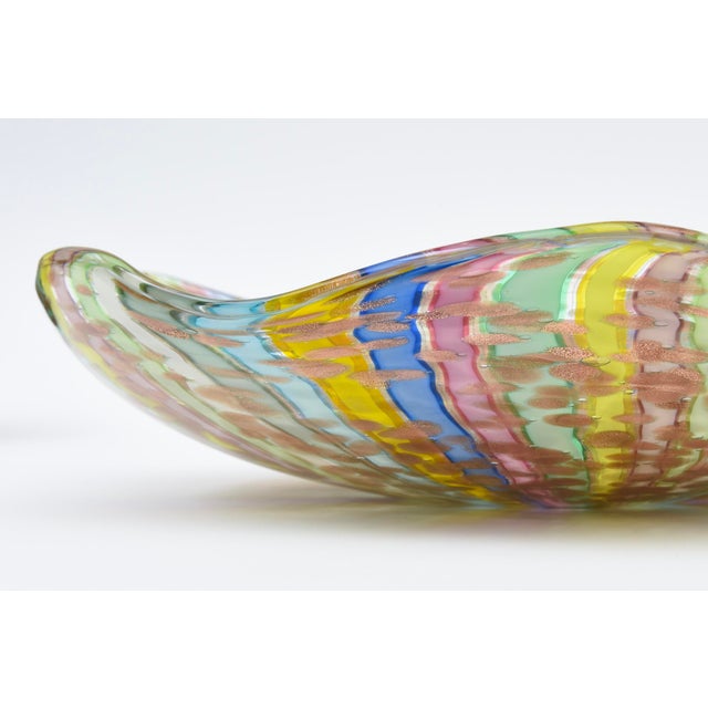 Metal Vintage Murano Fratelli Toso Latticino Ribbons Large Glass Bowl, Italy, 1960's For Sale - Image 7 of 11