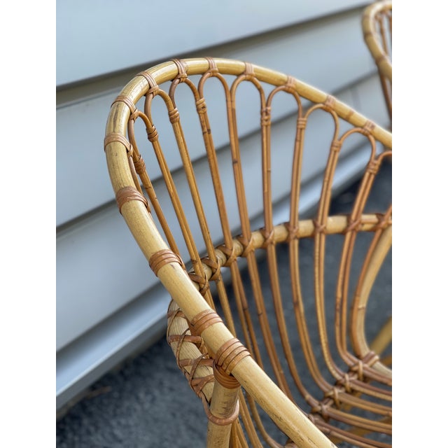 Vintage Rattan Basket Garden Chairs, France 1960s, Set of 4 For Sale - Image 9 of 13
