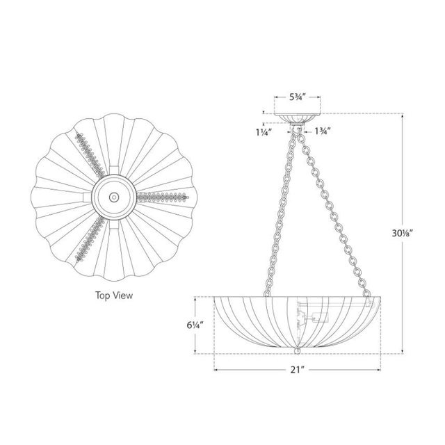Modern AERIN for Visual Comfort Signature Rosehill Large Chandelier in Hand-Rubbed Antique Brass with Strie Glass For Sale - Image 3 of 3