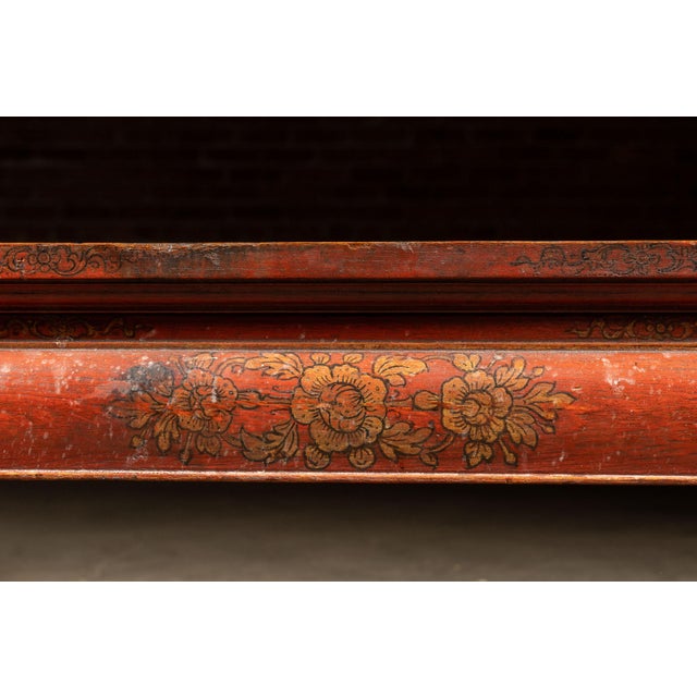 Early 20th Century Southeast Asian Wooden Coffee Table With Floral Accents For Sale - Image 13 of 16
