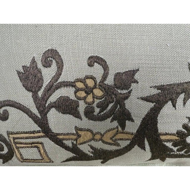 Pair of Linen Embroidered Pillows For Sale - Image 9 of 9