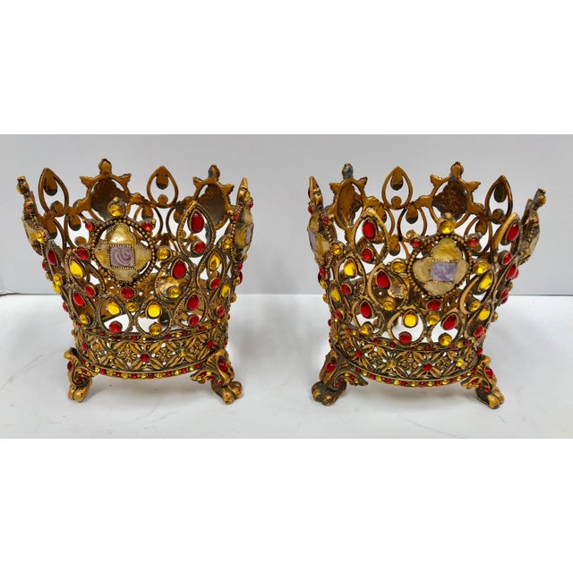 Gold Jeweled Candle Holders Set of 2 Chairish
