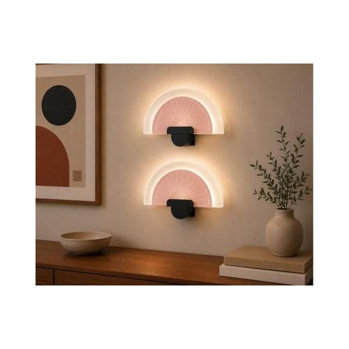 Vintage Pink Diva Wall Lights in Glass and Metal from Arteluce, Italy, Set of 2, in Good conditions. Designed 1980 to 1989...