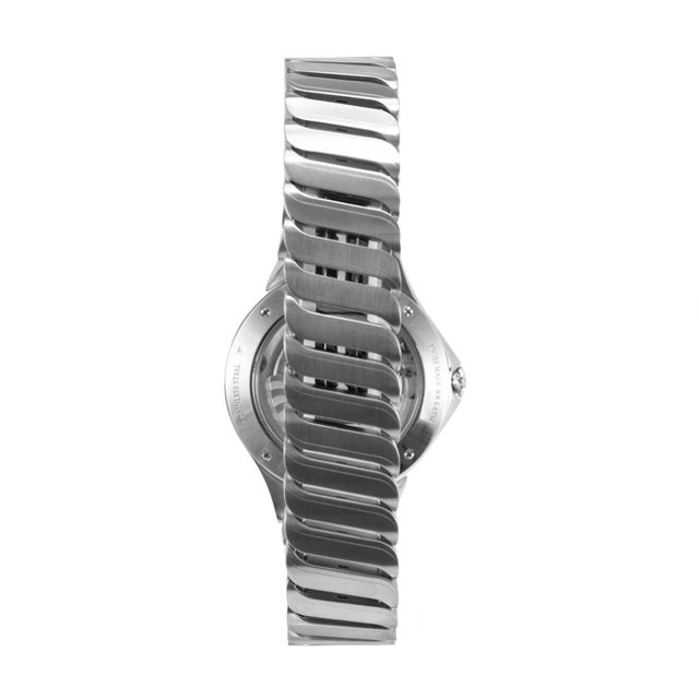 Early 21st Century Tiffany & Co. Metro 3-Hand Ice Blue 34mm Diamond Dial Steel Automatic Watch For Sale - Image 5 of 9