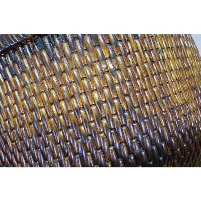 Antique Chinese Bentwood Woven Willow Rice Harvest Gathering Basket 16" For Sale - Image 14 of 15