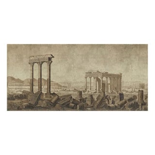 Antique-Style Panoramic Wall Mural on Canvas, 1800s For Sale