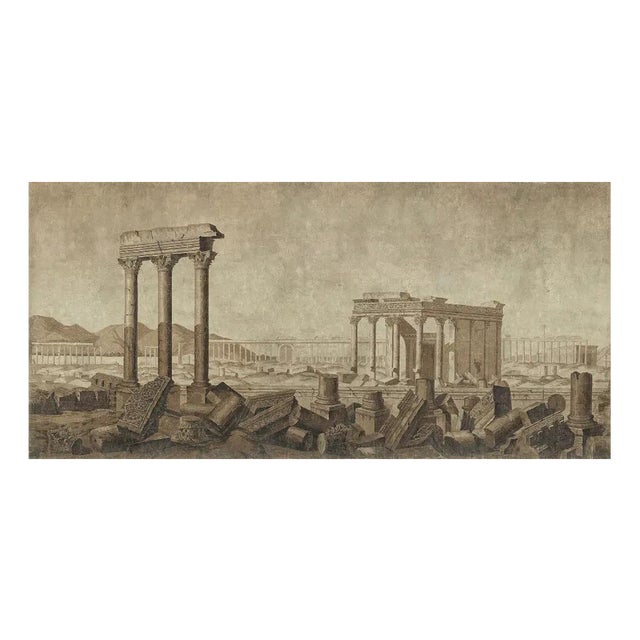 Antique-Style Panoramic Wall Mural on Canvas, 1800s For Sale