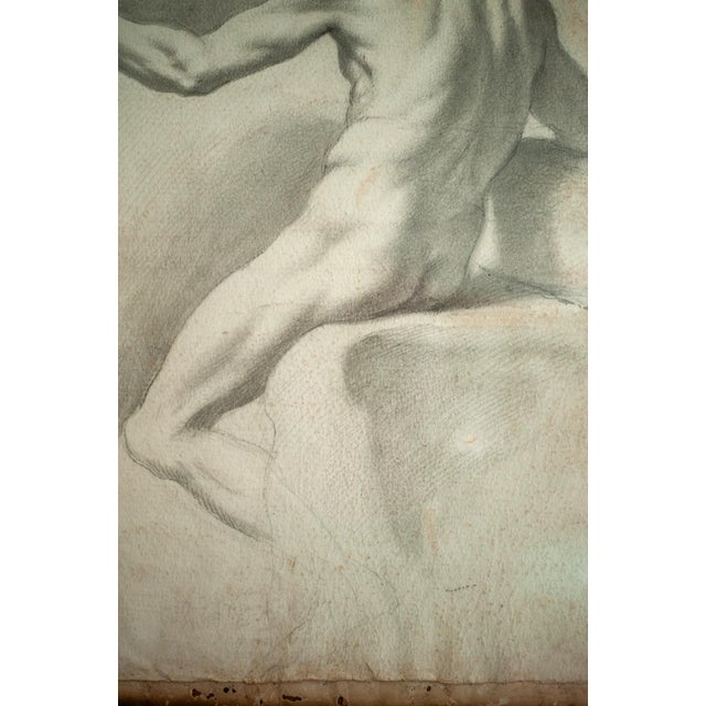 Neoclassical Artist, Academic Nudes, Early 19th Century, Pencil Drawings, Framed, Set of 2 For Sale - Image 9 of 10