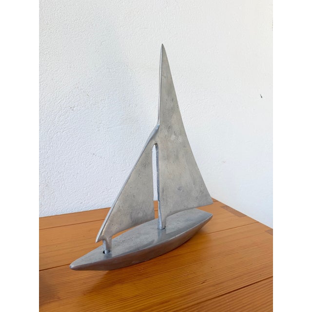 Silver Vintage Polished Aluminum Sailboat, 1970s For Sale - Image 8 of 18