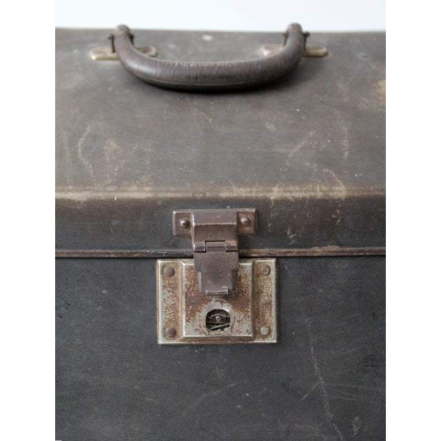 Early 20th Century Antique Industrial Slant Top Travel Case Trunk For Sale - Image 5 of 12