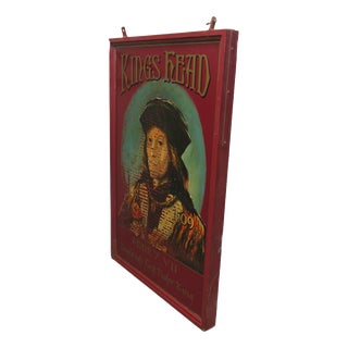 Wooden Iron Framed Hanging Pub Sign with The King's Head Motif, 1930 For Sale