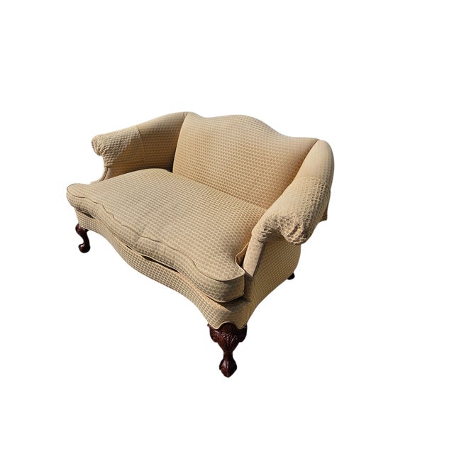 Beautiful Chippendale settee. great shape. minor ware. few marks on seat mainly on one side. some fading. appears more...