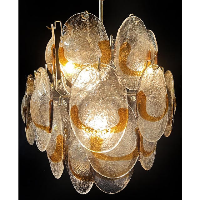 Vintage Italian Murano Chandelier with 24 Clear and Amber, 1980s For Sale - Image 9 of 15