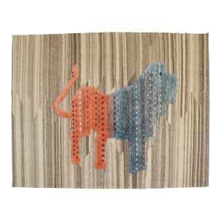 Zabihi Collection Persian Souf Kilim Modern - 3'11" x 4'5" For Sale