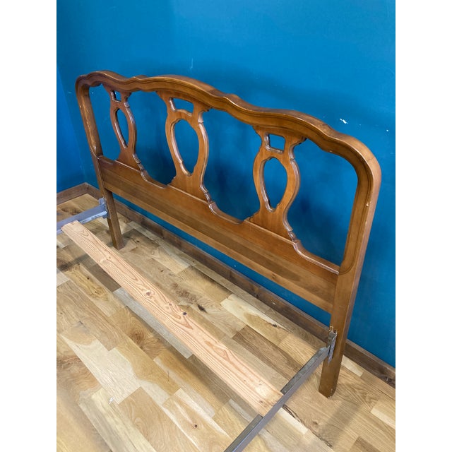 1950s MidCentury Solid Wood French Provincial Full Size Bed Frame