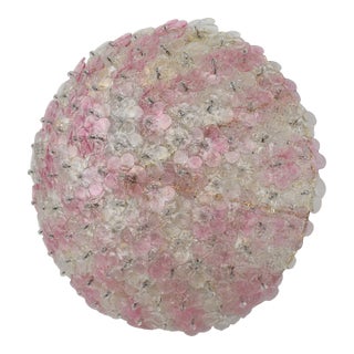 1970s Wonderful Extra Large Size Pink Murano Glass Ceiling Light Flower by Seguso For Sale