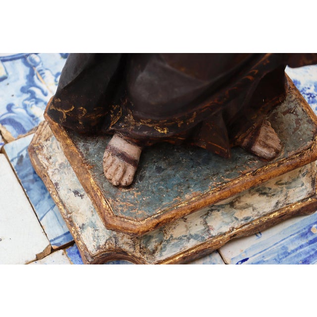 Antique Large Saint Anthony of Padua With Glass Eyes and the Child Jesus, 18th Century, Portuguese For Sale - Image 14 of 18