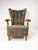 Swedish High Back Lounge Chair With Floral Upholstery, 1950's. Birch wood frame.
