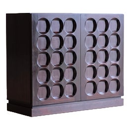 Vintage Brutalist Cabinet in Burgundy, 1970s For Sale