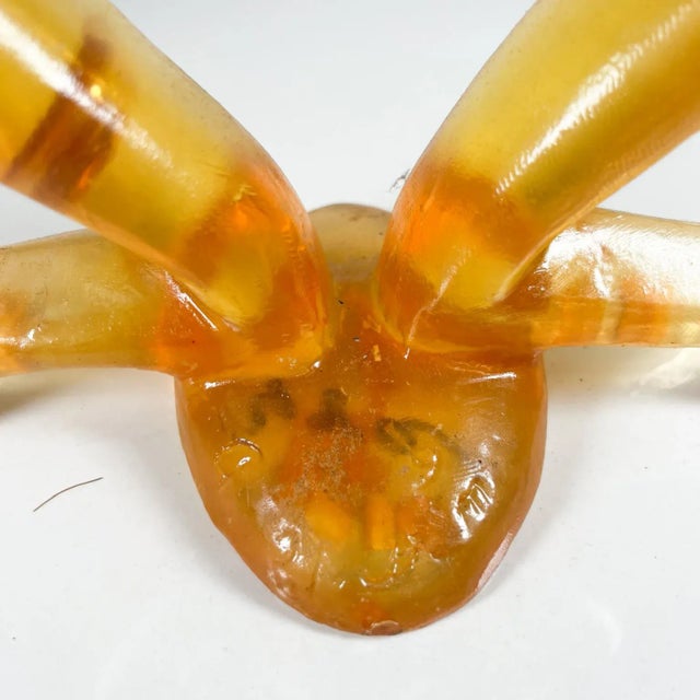1970s 1970s Sculptural Design Modern Amber Single Candle Holder Signed For Sale - Image 5 of 10