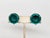 1950s Vintage 1950s Signed Crown Trifari Round Flawed Faux-Emerald Clip Earrings-2 Pieces For Sale - Image 5 of 11