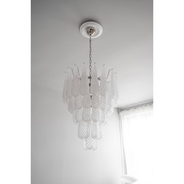 Italian Murano Glass Chandelier with Drop-Shaped attributed to Murano, 1980s For Sale - Image 4 of 9