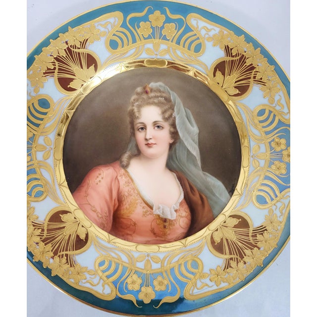Late 19th Century 19th C Austrian Royal Vienna Porcelain Portrait Plate of Duchesse De Bourgogne by Wagner For Sale - Image 5 of 13