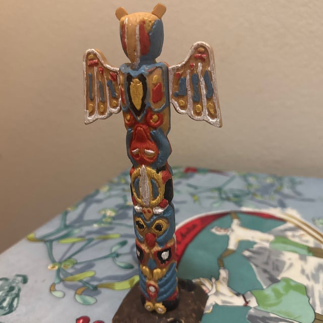 Vintage Mid-Century Style Molded Plastic Miniature Totem Pole Figurine For Sale - Image 9 of 10
