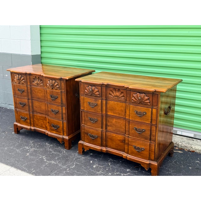 High Quality Shell Carved Mahogany Block Front Chest with Dovetailed Drawers, by Theodore Alexander. Beautiful chests or...