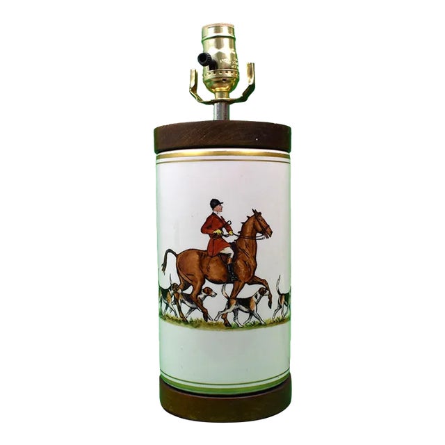 Mid 20th Century Cyril Gorainoff Fox-Hunt Hand-Painted Table Lamp For Sale