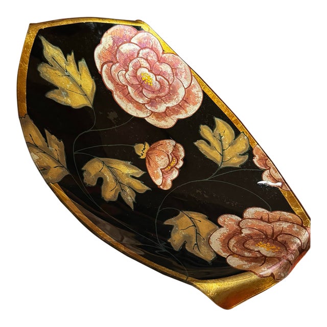 Vintage Signed Jaru Large Floral Art Centerpiece Tray – 27” For Sale