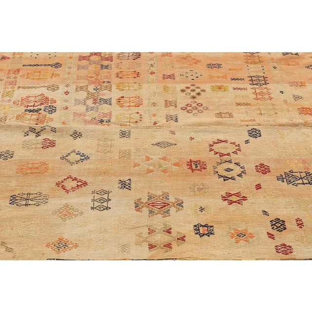 Mid 20th Century Vintage Embroidered Turkish Kilim Rug For Sale - Image 4 of 7