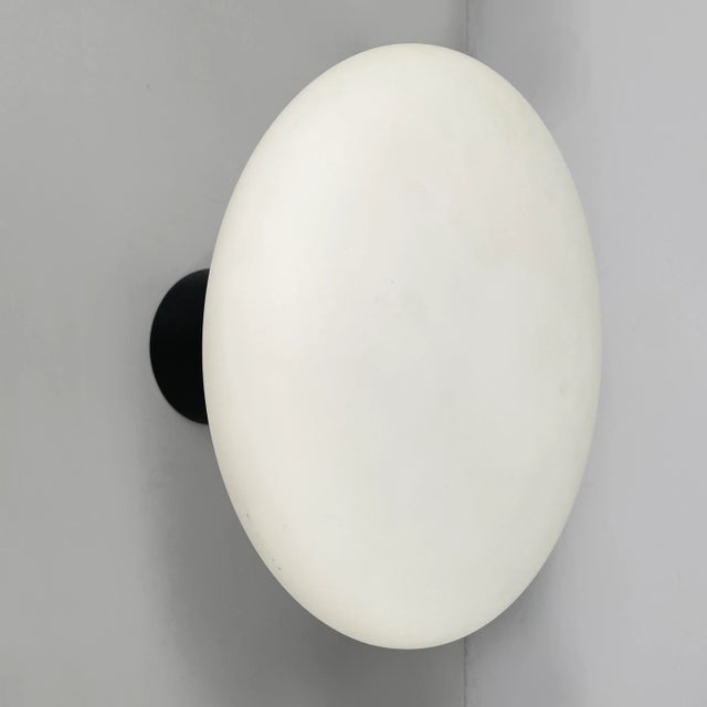 Mid-Century Modern Italian Wall Lamps in Opaline Glass and Black Metal, 1950s, Set of 4 For Sale - Image 6 of 13