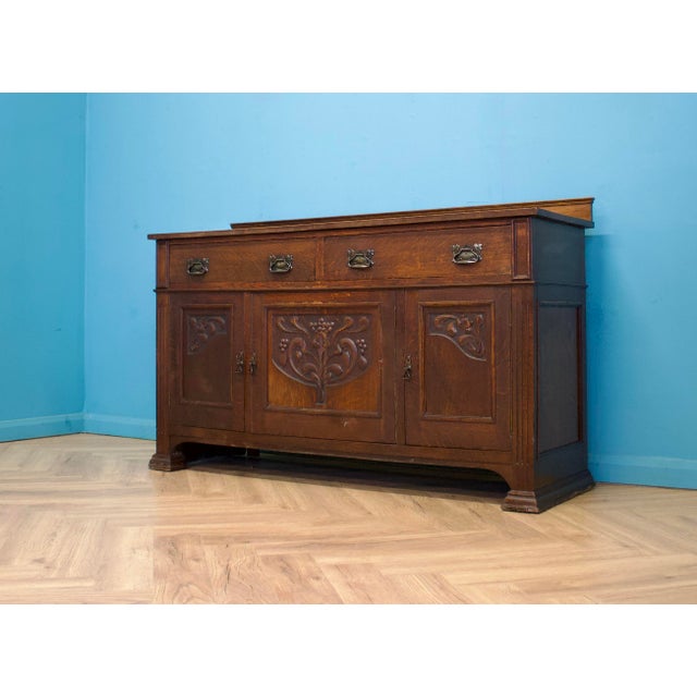 Antique Art Nouveau Oak Sideboard, 1900s For Sale - Image 3 of 12