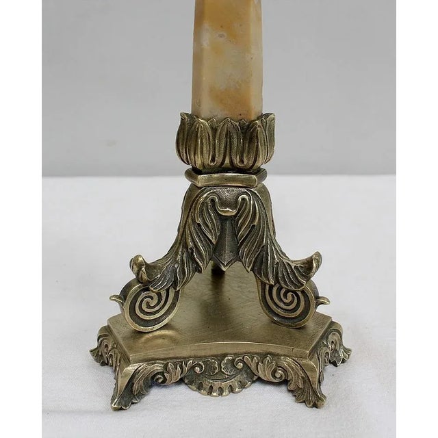 Restoration Period Bronze and Marble Candlesticks, 19th Century, Set of 2 For Sale - Image 9 of 18