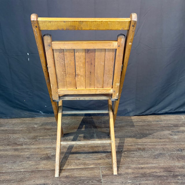 Midcentury Vintage Wooden Stackable Folding Chairs From Maine -Set of 12 For Sale - Image 4 of 9