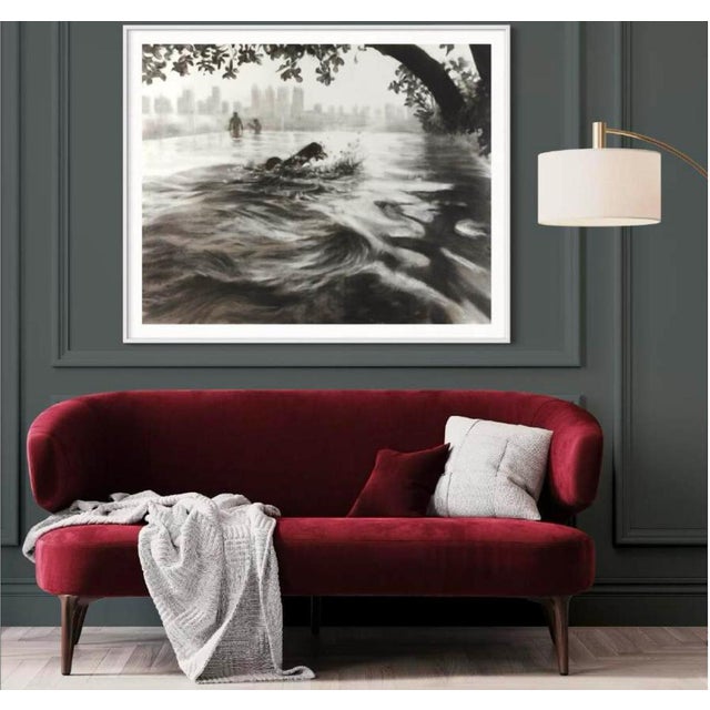 "golden hour" by patsy mcarthur is a contemporary figurative charcoal drawing on paper that captures a quiet, atmospheric...