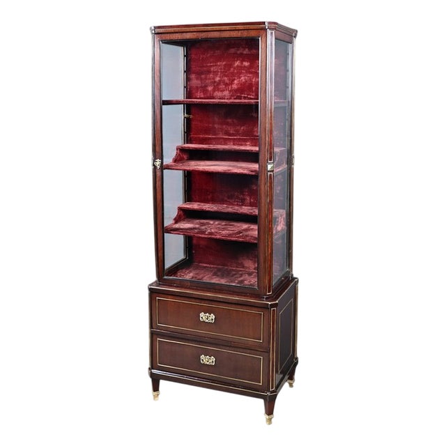 Small Antique Mahogany Display Cabinet, 1890s For Sale