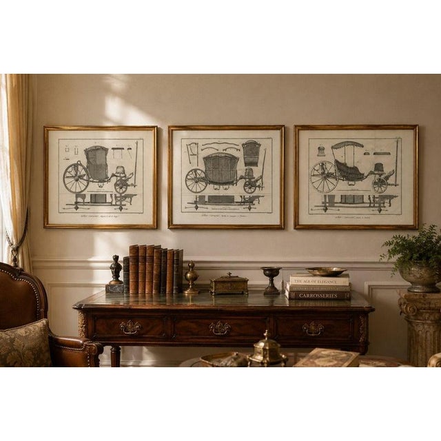 Paper Antique French Carriage & Coachbuilding Engravings, 1771, Set of 3 For Sale - Image 7 of 8