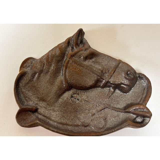 French Provincial French Equestrian Horse Head Vide-Poche Ashtray Cast Iron Circa 1940s For Sale - Image 3 of 5