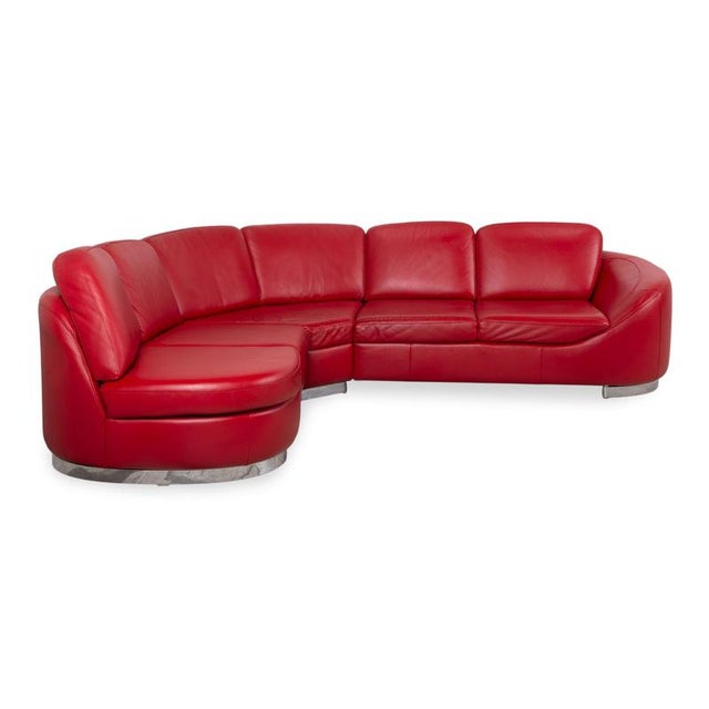 Ruby Red Leather Corner Sofa from Ewald Schillig For Sale - Image 11 of 15