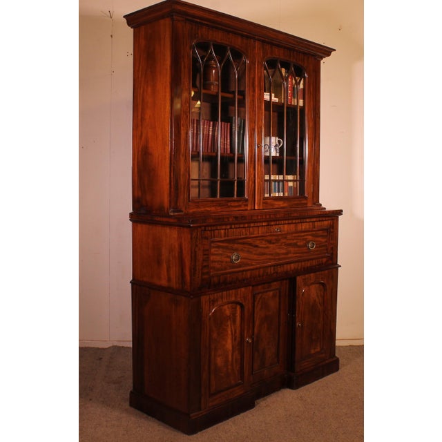 Tan Mahogany Display Cabinet with Secretary Desk, 1800s For Sale - Image 8 of 14